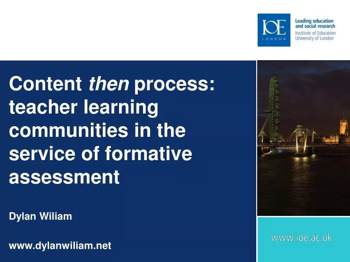 content then process teacher learning communities in the service of formative assessment