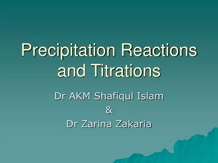 precipitation reactions and titrations