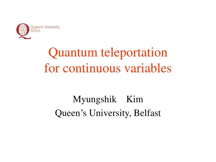 quantum teleportation for continuous variables