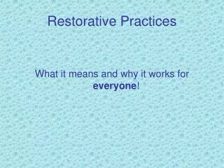 Restorative Practices