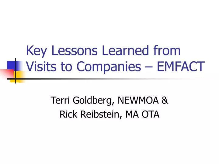key lessons learned from visits to companies emfact