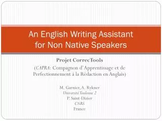An English Writing Assistant for Non Native Speakers