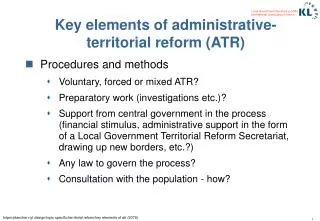 Key elements of administrative-territorial reform (ATR)
