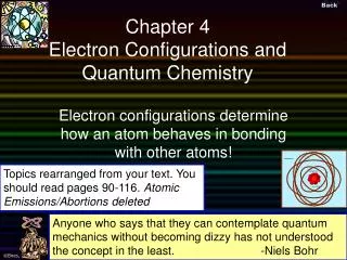 Chapter 4 Electron Configurations and Quantum Chemistry