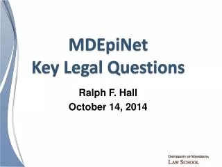 MDEpiNet Key Legal Questions