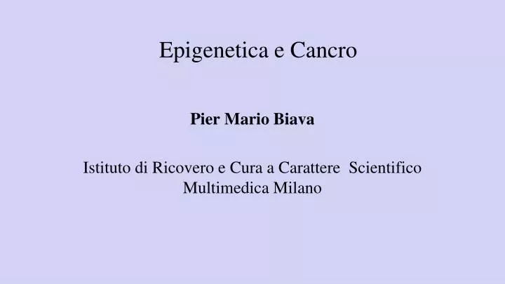 epigenetica e cancro