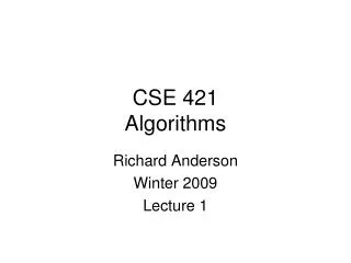 CSE 421 Algorithms