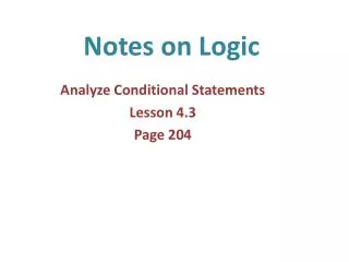 Notes on Logic