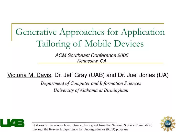 generative approaches for application tailoring of mobile devices