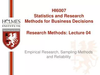Research Methods: Lecture 04