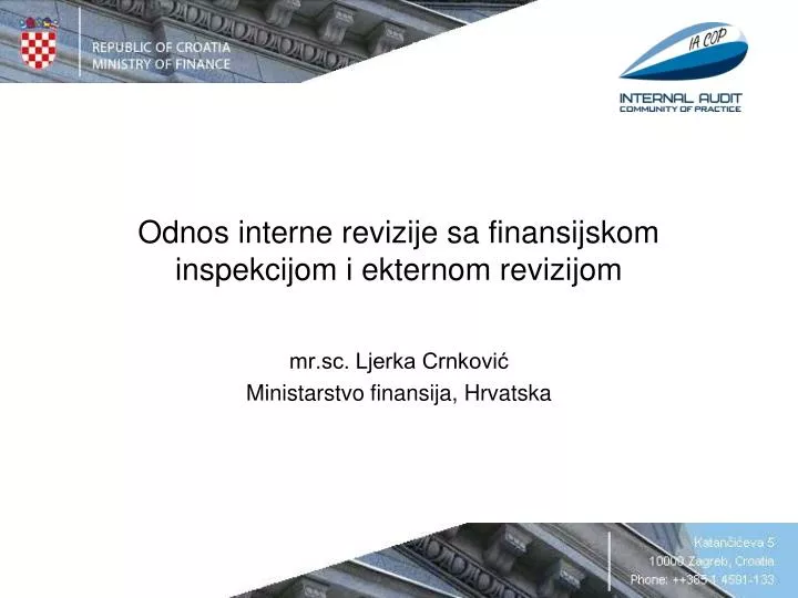 odnos interne revizije sa finansijskom inspekcijom i ekternom revizijom