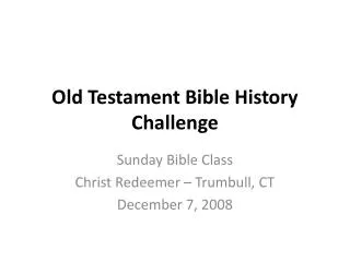 Old Testament Bible History Challenge
