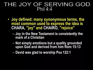 THE JOY OF SERVING GOD