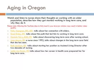 Aging in Oregon