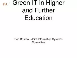 Green IT in Higher and Further Education