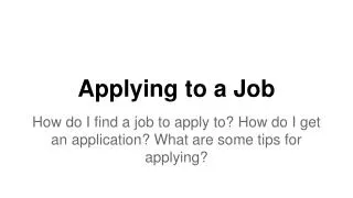 Applying to a Job