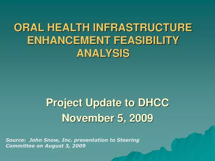 oral health infrastructure enhancement feasibility analysis
