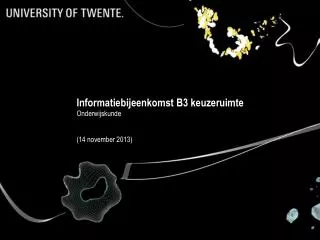 informatiebijeenkomst b3 keuzeruimte