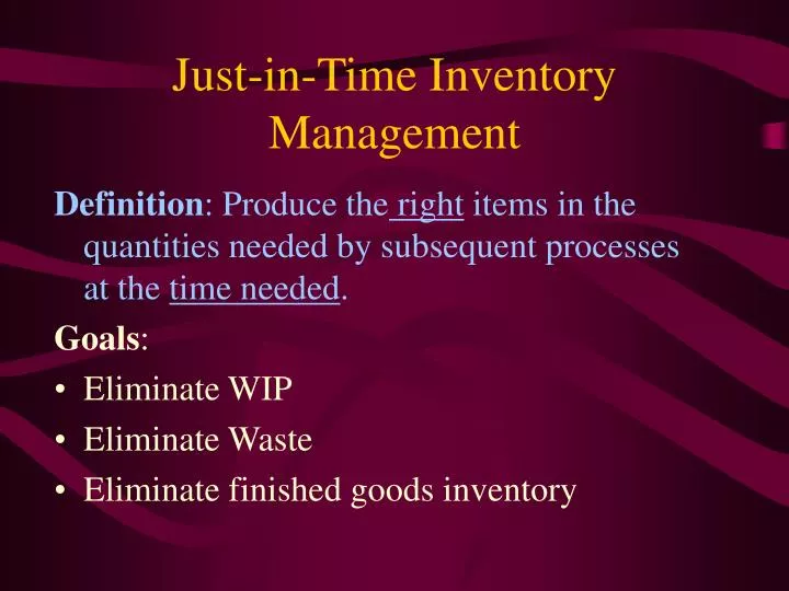 just in time inventory management
