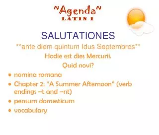 ~Agenda~ Latin I