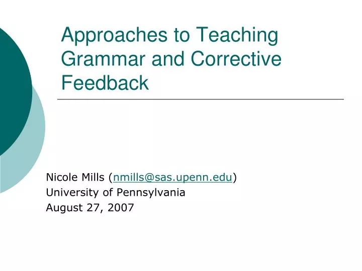 approaches to teaching grammar and corrective feedback