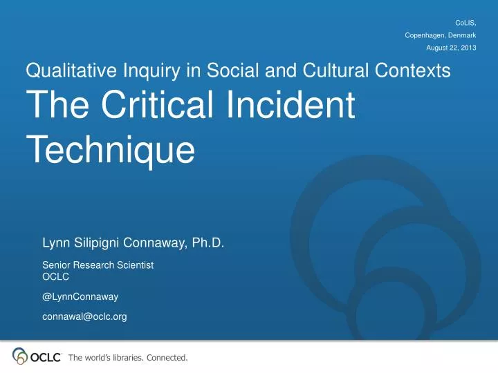 qualitative inquiry in social and cultural contexts the critical incident technique
