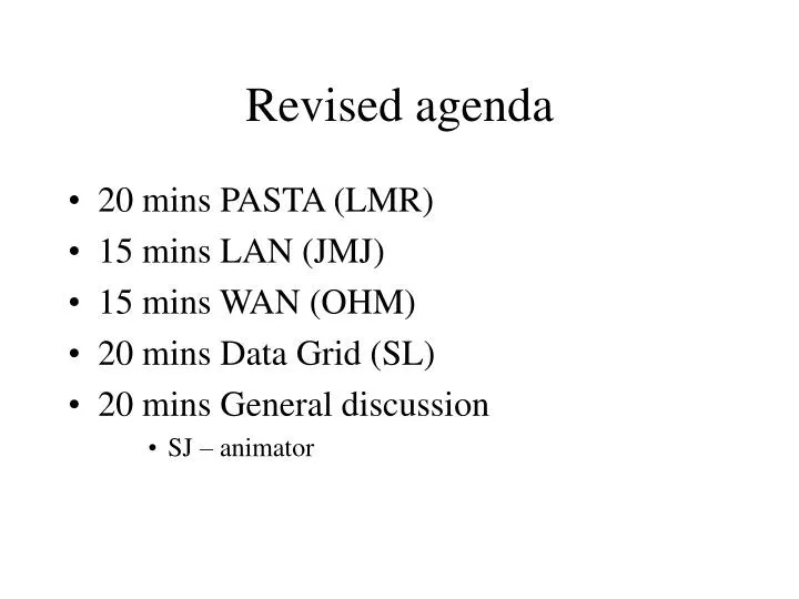 revised agenda