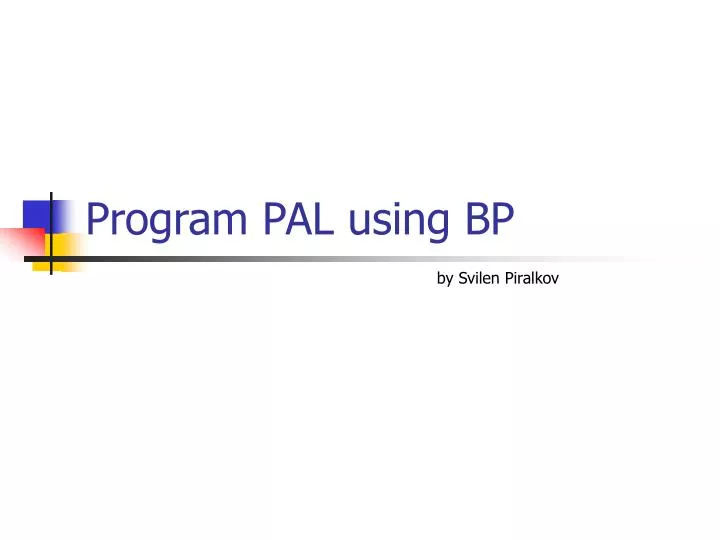 program pal using bp