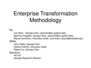 Enterprise Transformation Methodology