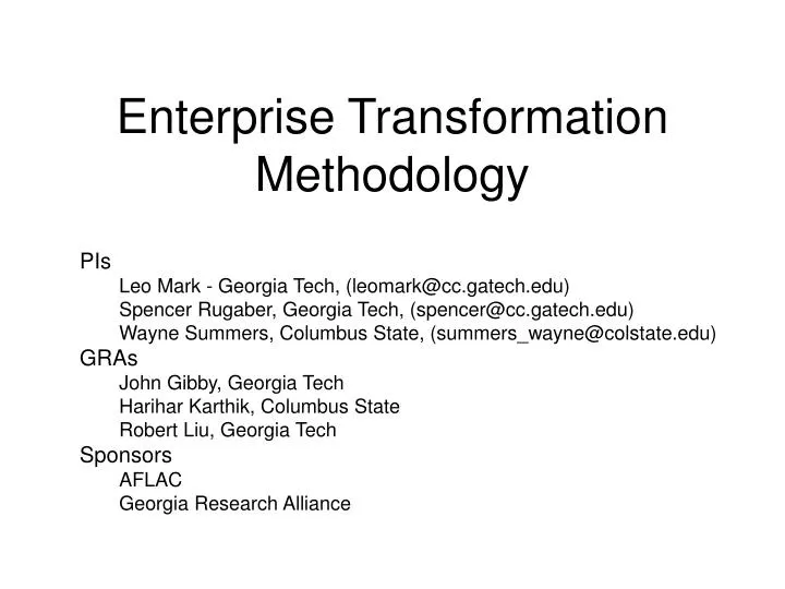 enterprise transformation methodology