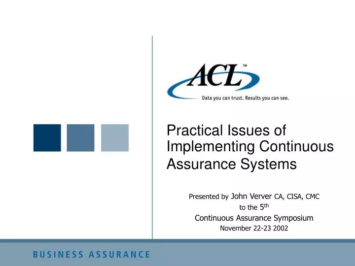 practical issues of implementing continuous assurance systems