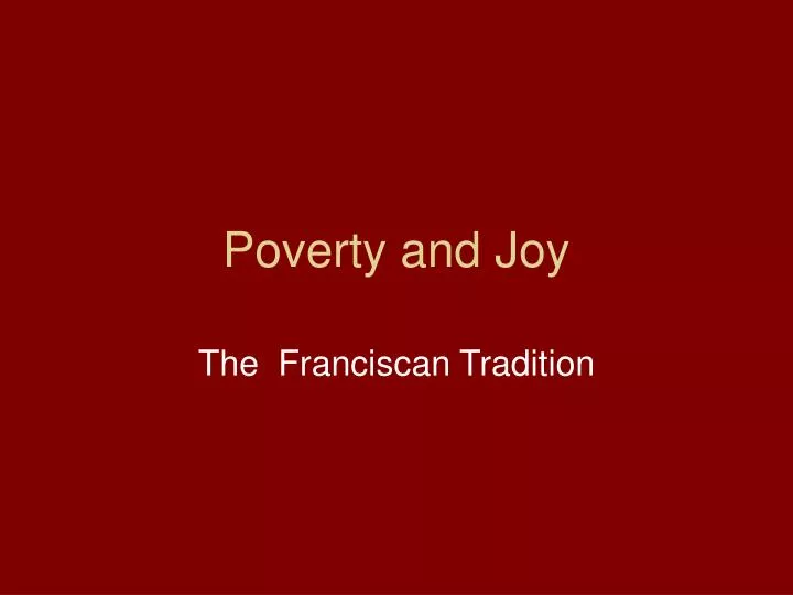 poverty and joy