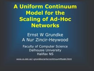 A Uniform Continuum Model for the Scaling of Ad-Hoc Networks