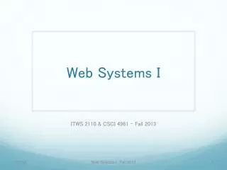 Web Systems I