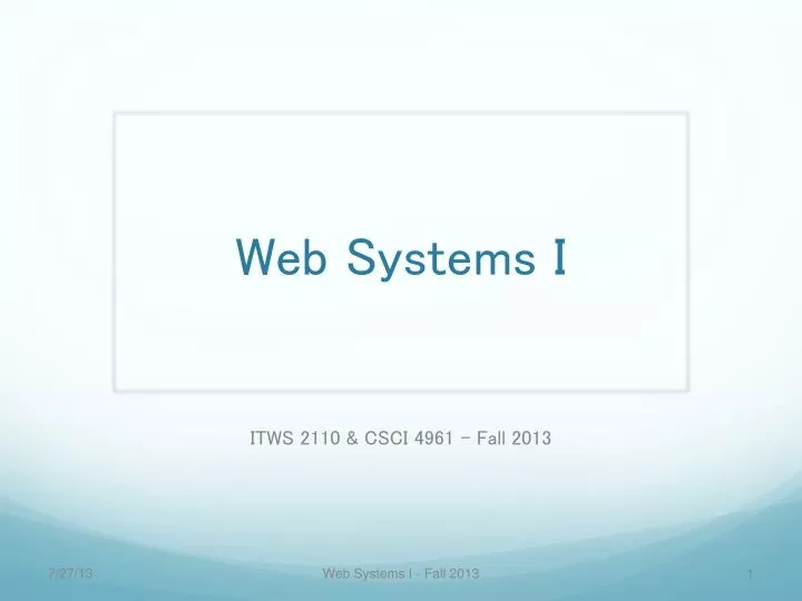 web systems i
