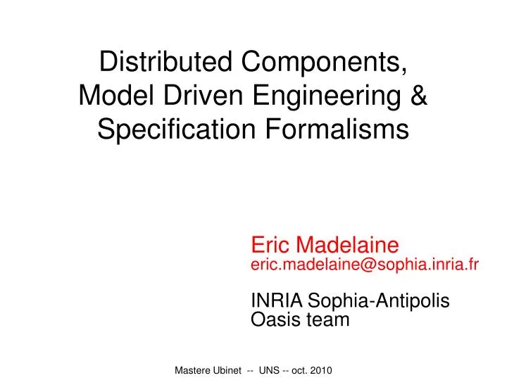 distributed components model driven engineering specification formalisms