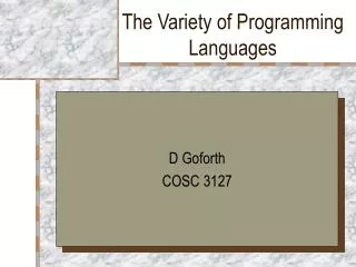 The Variety of Programming Languages