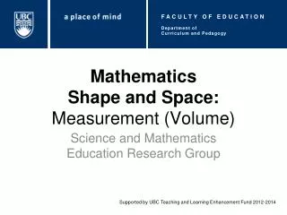 Mathematics Shape and Space: Measurement (Volume)
