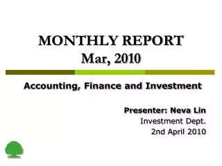 MONTHLY REPORT Mar, 2010