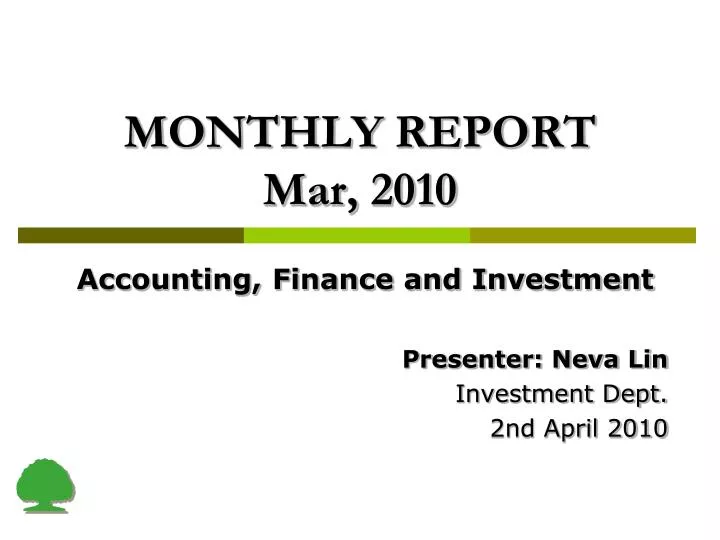 monthly report mar 2010