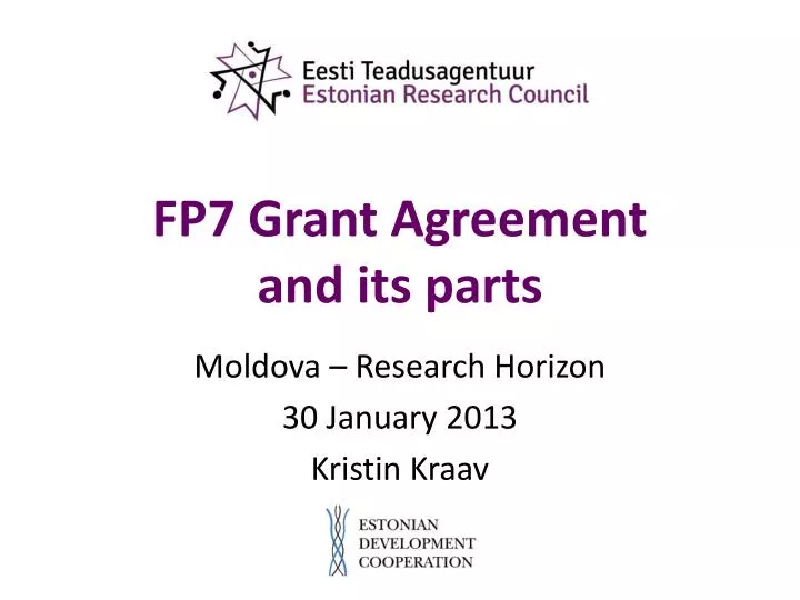 fp7 grant agreement and its parts