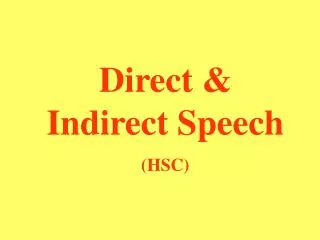 Direct &amp; Indirect Speech (HSC)