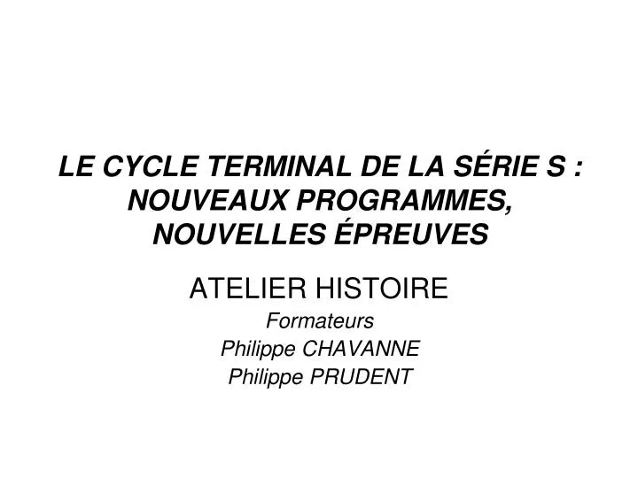 le cycle terminal de la s rie s nouveaux programmes nouvelles preuves