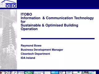 ITOBO Information &amp; Communication Technology for Sustainable &amp; Optimised Building Operation