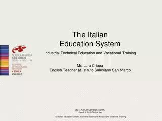 The Italian Education System Industrial Technical Education and Vocational Training