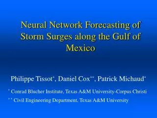 Neural Network Forecasting of Storm Surges along the Gulf of Mexico