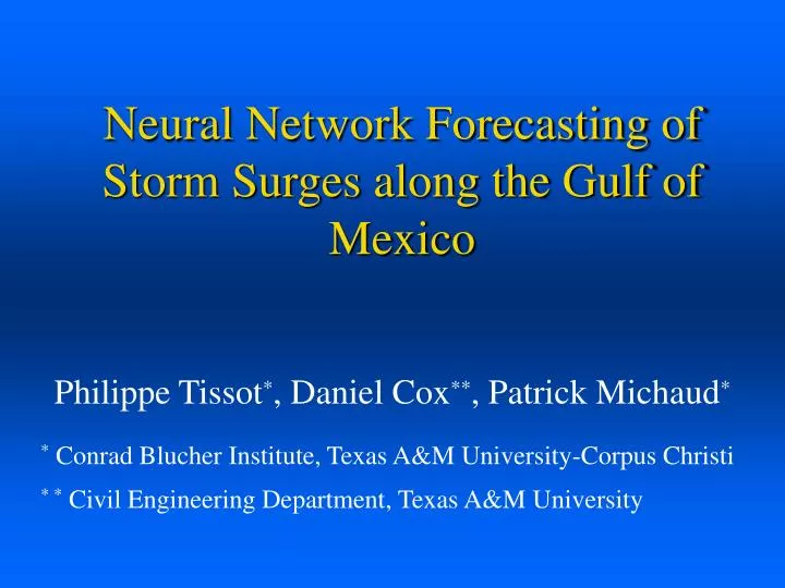 neural network forecasting of storm surges along the gulf of mexico