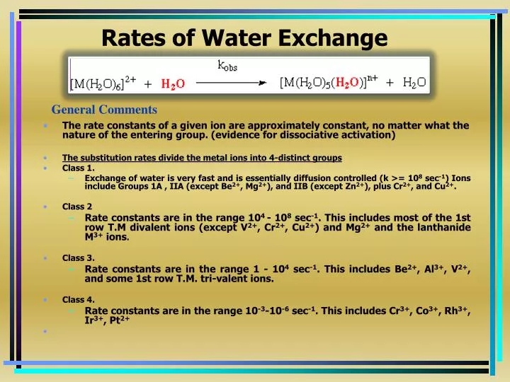 rates of water exchange