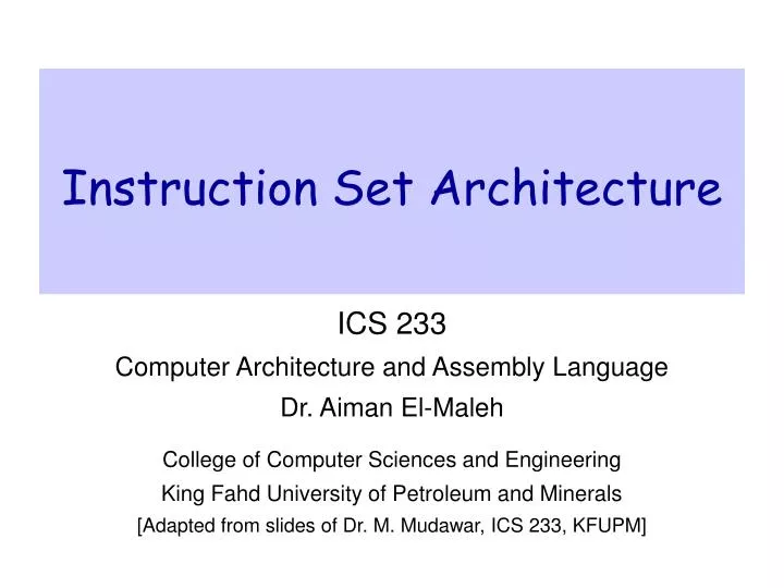 instruction set architecture
