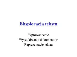eksploracja tekstu
